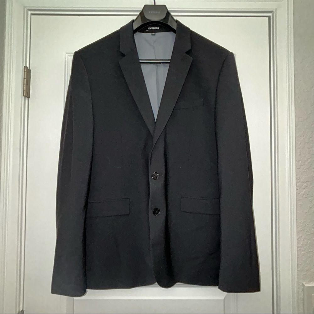 Express Extra Slim Two-Button Long Sleeve Wool Blend Blazer Suit Jacket